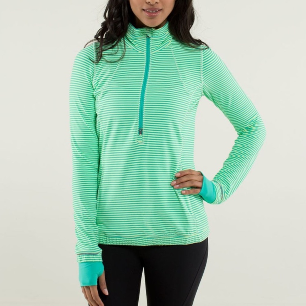 Lululemon Forthright 1/2 Zip Stripe Bali Breeze - 8